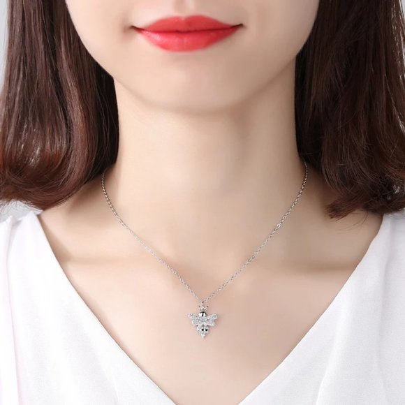 14k Gold Diamonds Queen Bee Sterling Silver Necklace - Picture 5 of 9